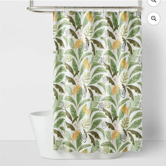 Pillowfort Botanical Shower Curtain – Tropical Jungle Leaf Print – 72” x 72” - Picture 7 of 7